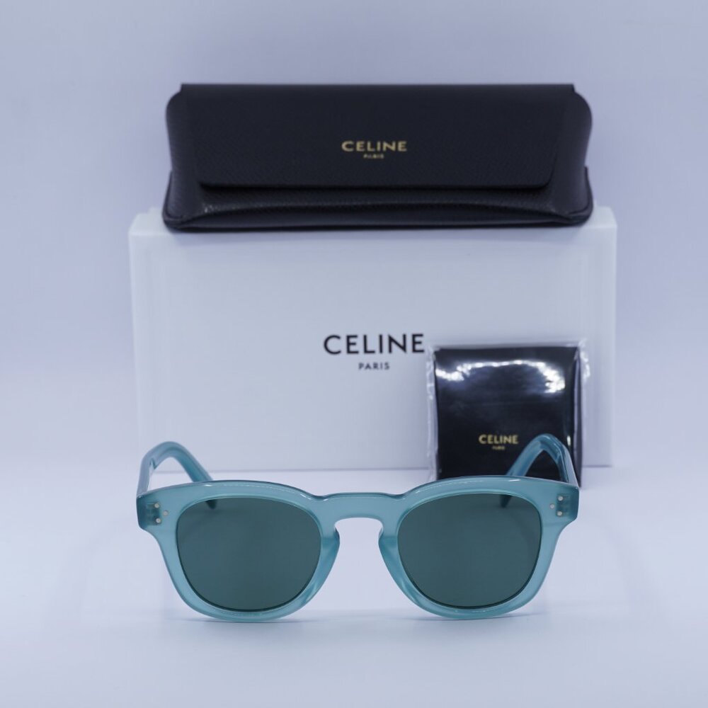 🕶️ New Celine CL40233I 93N Sunglasses - Lime Transparent Frame, Green Lenses - Picture 9 of 9